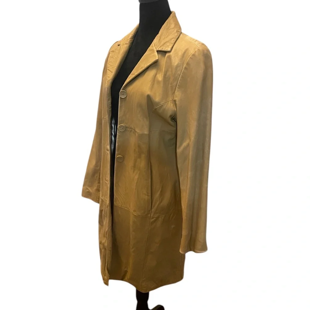 Distressed camel-colored Wilsons Leather, Jacket,coat,trench coat,jacket,small - Picture 1 of 9